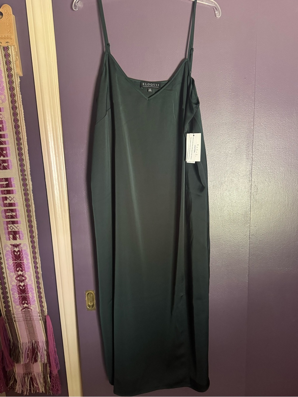 Eloquii Charcoal Black Satin Midi Slip Dress